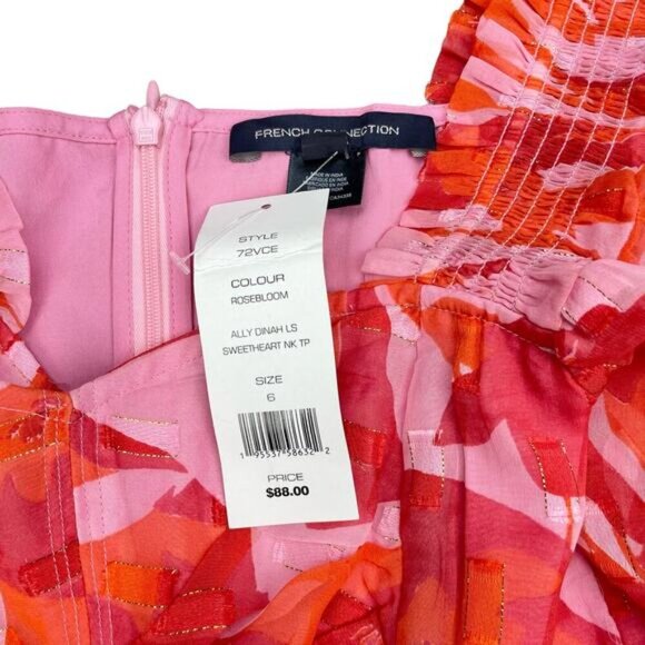 NWT FRENCH CONNECTION Ally Dinah Sweetheart Neck Top Sz 6 Rosebloom - Picture 4 of 9